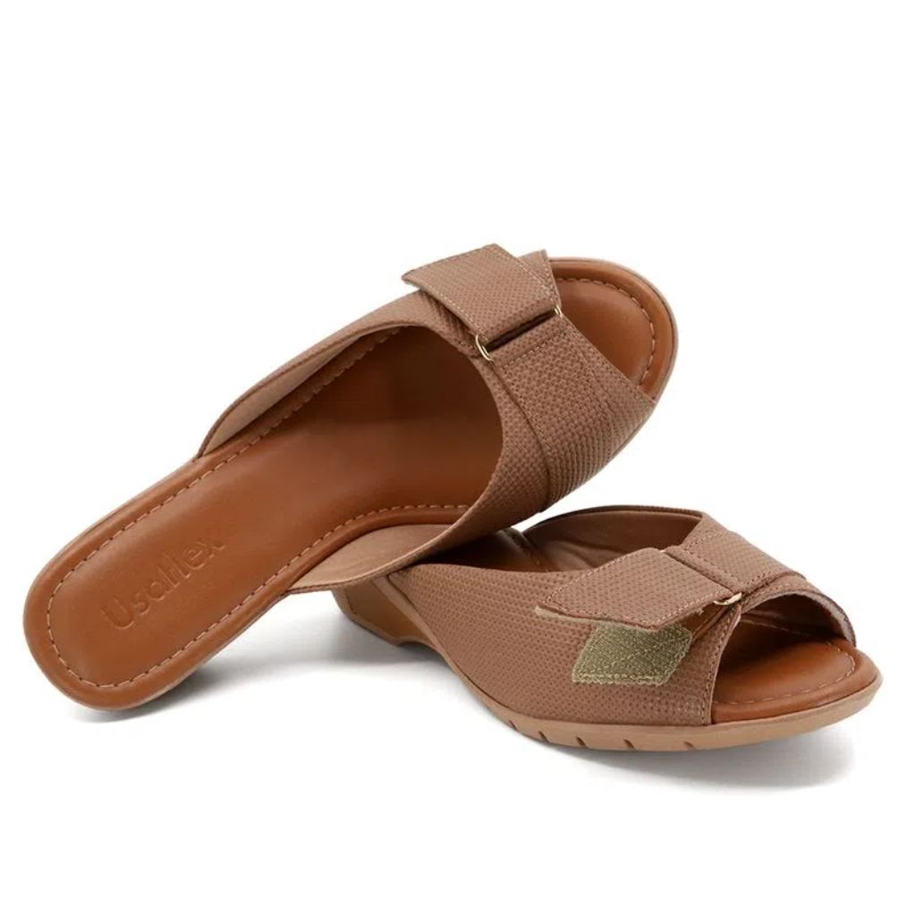 Tamanco Salto Anabela com Velcro Usaflex ...
