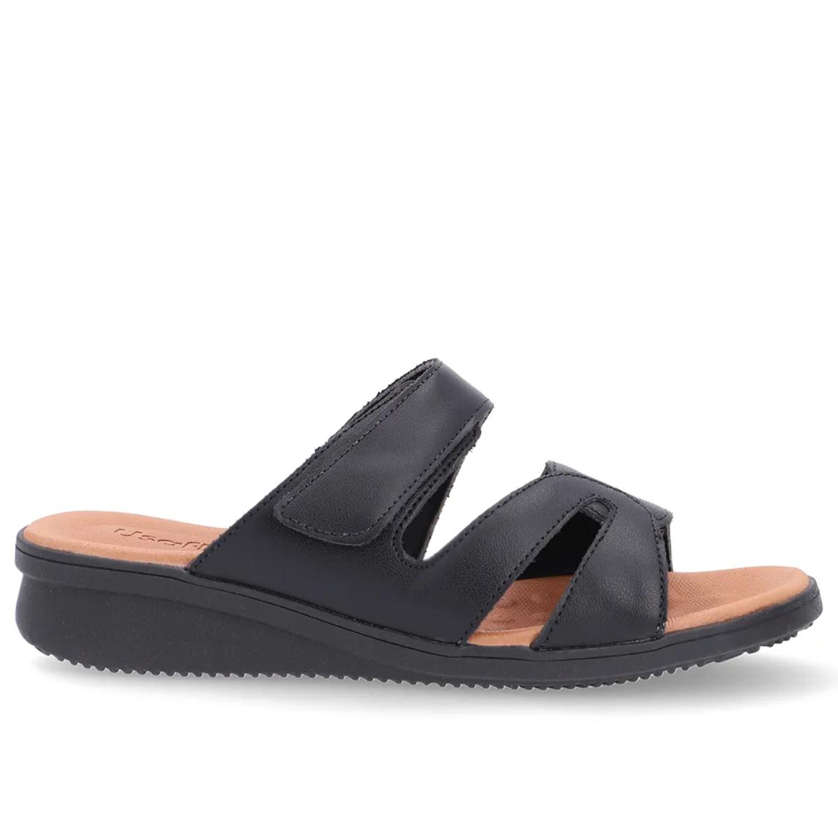 Chinelo Usaflex em Couro Anabela Baixa AE...