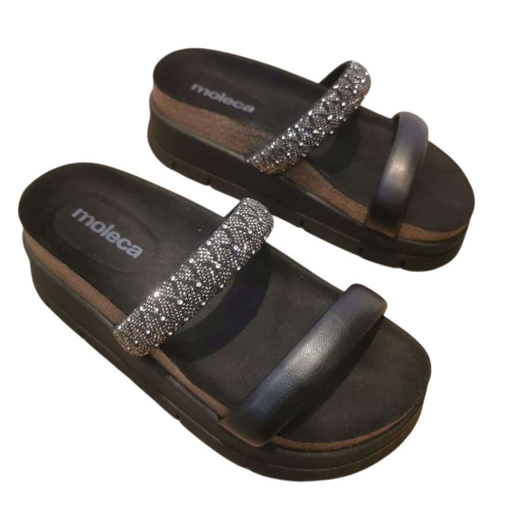 Chinelo Moleca Plataforma Com Brilho e Su...