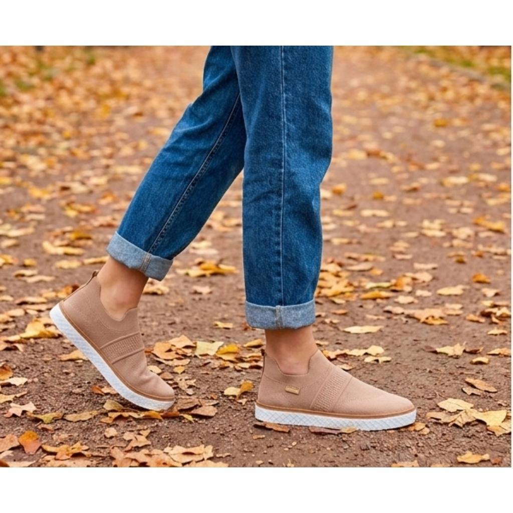 Tênis Moleca Sem Cadarço com Malha Knit 5712